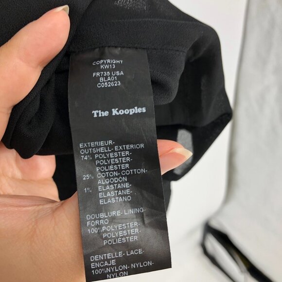 The Kooples Black illusion lace neck mini Dress 1/2 sleeves size LG - Picture 10 of 14